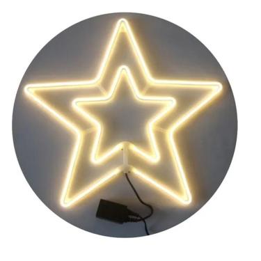 Imagem de Estrela Neon Grande 60 Cm 8 Funções Natal 110v Branco Frio