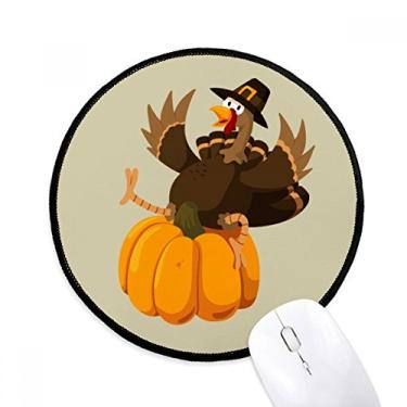 Imagem de DIYthinker Feliz Dia de Ação de Graças Pumkin Padrão Mouse Pad Desktop Escritório Tapete Redondo para Computador