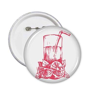 Imagem de Juice Lemon Aquarela Ilustração Padrão Pinos Emblema Botão Decoração Acessório 5 peças