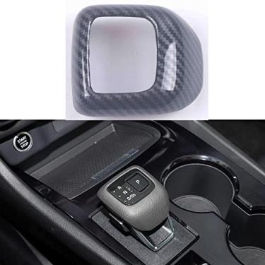 Imagem de Xodouhi Tampa do botão de mudança de marcha do carro apto para Nissan X-Trail Rogue 2021 2022 acessórios guarnição decoração de interiores adesivo (fibra de carbono)