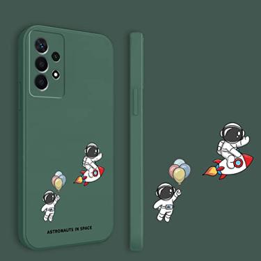 Imagem de Para Samsung Galaxy A23 Case Astronaut Square Liquid Silicone Matte Soft Shockproof Bumper Phone Cases, Dark Green2, para Samsung A23