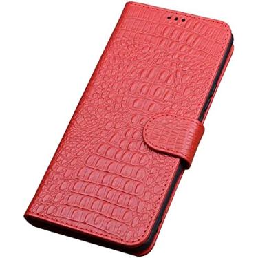 Imagem de GXFCUK Capa de telefone flip de couro premium [porta-cartão], para Apple iPhone 14 Pro Max Case 6,7 polegadas 2022 padrão de crocodilo capa fólio coldre (cor: vermelho)