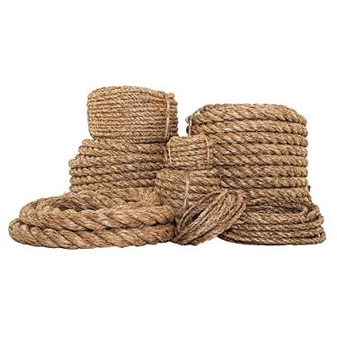 Imagem de Corda Manila SGT Knots | Tamanho 1/4-3 polegadas | Comprimento 10-1200 pés | Corda Bronzeada/Corda Marrom - Manila Torcida 3 Fios Corda de Fibra Natural | Cordas para uso interno e externo, 1/4 in x 50 ft, Natural