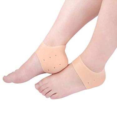 Imagem de ARTIBETTER 1 par de meias de silicone para calcanhar protetoras de calcanhar para fascite plantar pastilhas de calcanhar para curar saltos rachados e secos