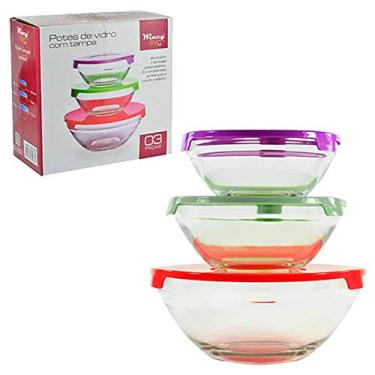 Imagem de POTE DE VIDRO C/TAMPA VDA1305 / 3PÇS / WINCY