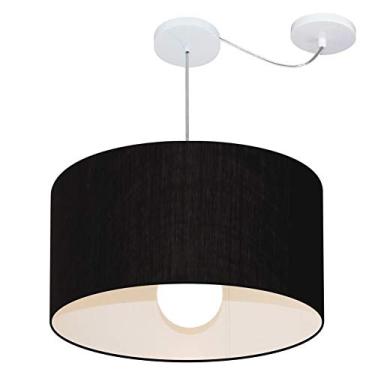 Imagem de Lustre Pendente com Desvio de Centro Cúpula Tecido 60x30 cm, Vivare Iluminação, Pendente4234 PR, Preto, Grande
