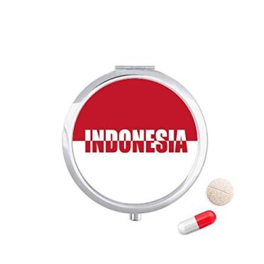Imagem de Caixa de comprimidos com nome da bandeira do país da Indonésia, caixa de armazenamento de medicamentos, recipiente dispensador