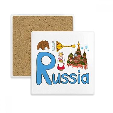 Imagem de Símbolo nacional da Rússia com padrão de marco quadrado, porta-copos, suporte de subplaca, pedra isolante