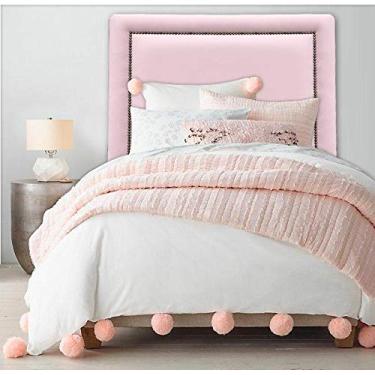 Imagem de Cabeceira Estofada Reta Luxo com Tachas - Solteiro Courino Rosa