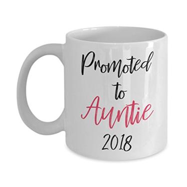 Imagem de Promoted to Auntie 2018 – Xícara de café – Canecas de tia – Ideia de presente de mordaça – Caneca de anúncio de gravidez para tia