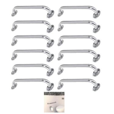Imagem de Alça de Apoio Inox Barra 50cm Kit 12 Unidades Banheiro Deficiente Idoso Cadeirante Acessibilidade Suporte Corrimao Segurança