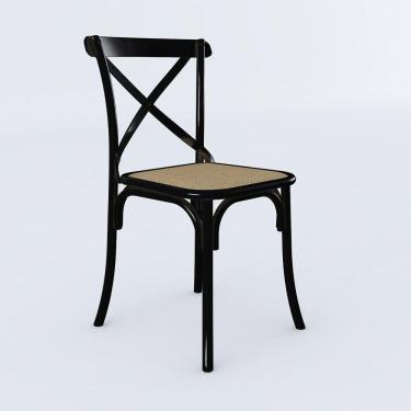 Imagem de Cadeira Cross Katrina Preta Assento Corano Bege Aço New Green - Preto