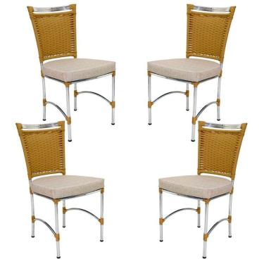 Imagem de 4 Cadeiras em Alumínio e Fibra Sintética JK Cozinha Edícula