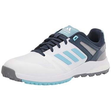 Imagem de adidas Tênis de golfe feminino W Response Bounce 2, Branco/céu nublado/azul marinho, 35