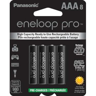 Imagem de Eneloop Panasonic BK-4HCCA8BA pro AAA baterias recarregáveis pré-carregadas Ni-MH de alta capacidade, pacote com 8 baterias