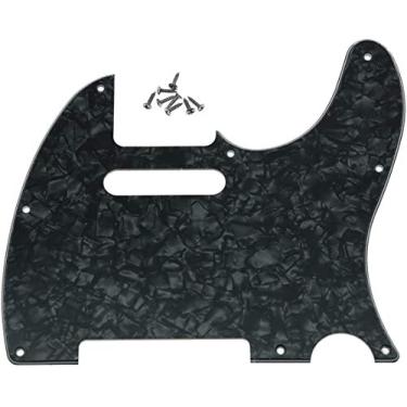 Imagem de Dopro 8 furos Tele Guitar Pickguard placa arranhada serve nos EUA/Mexicano Fender Telecaster Black Pearl