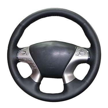 Imagem de Adequado para Nissan Murano 2015-2018, capa de volante de carro, respirável e confortável, capa de volante de couro costurada à mão