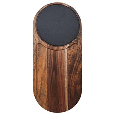 Imagem de Espaçoso Tábuas de charcutaria de acácia Prato gourmet de pedra ardósia para servir queijo, charcutaria, sushi, aperitivos, bife Multifuncional