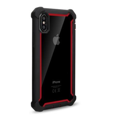 Imagem de PC TPU Phone Case para iPhone 14 13 11 12 Pro XS Max Mini XR X 6 6S 7 8 Plus SE Capa à prova de choque, capa preta vermelha, para iPhone 5 5S SE