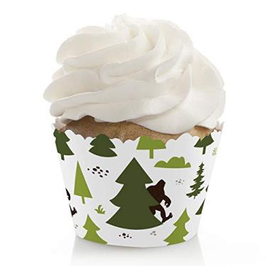 Imagem de Big Dot of Happiness Sasquatch Crossing – Decorações de festa ou festa de aniversário do Pé Grande – Embalagens de Cupcake de Festa – Conjunto de 12