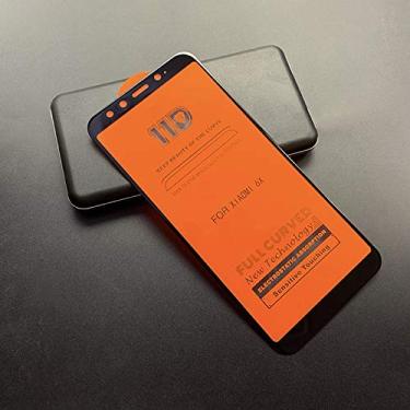 Imagem de JSLY - Película de vidro temperado 11D HD com cola total e tela curvada à prova de arranhões para Xiaomi Mi 6X / A2 (preto) compatível com capas (cor: preta)