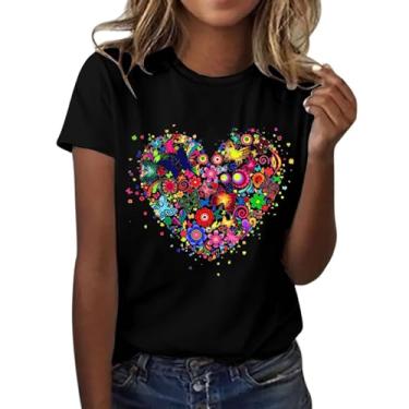 Imagem de Camiseta feminina CIN co de Ma yo 2024 Mexican Fiesta Summer Love Butterfly Floral Estampada Blusas Soltas Casuais, Preto, XXG