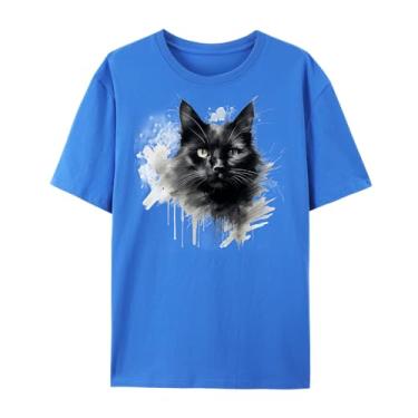Imagem de Qingyee Camisetas Gothic Black Crow, Black Raven Camiseta com estampa Blackbird para homens e mulheres., Azul gato, M