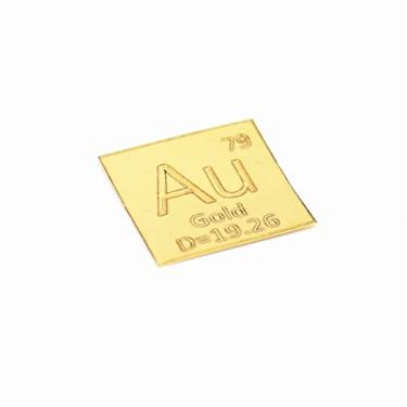 Imagem de Rare Expens Metal Sheet 10*10*0.1mm Plate with Element Information Engraved Au Pd Pt Re 99.99% Gold Palladium Platinum Silver Rhenium (Gold Au)