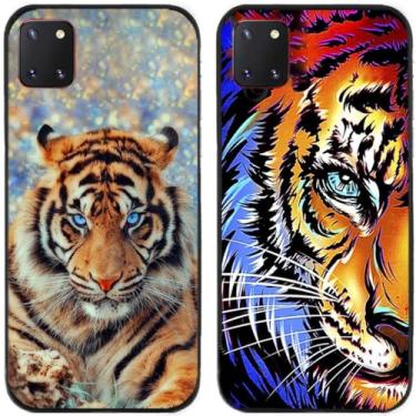 Imagem de 2 peças Cool Tiger King Impresso TPU Gel Silicone Capa Traseira para Samsung Galaxy All Series (Galaxy Note 10 Lite)