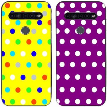 Imagem de 2 peças amarelo roxo colorido bolinhas impressas TPU gel silicone capa de telefone traseira para LG Series (LG K41S / K51S)