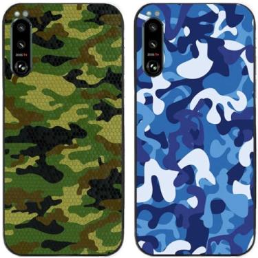 Imagem de 2 peças de capa de telefone traseira de silicone em gel TPU impresso camuflagem legal para telefone Sony Xperia (Sony Xperia 5 III)