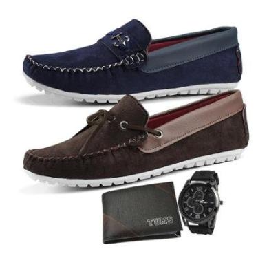 Imagem de Mocassim Masculino Confort  Original  Kit 2 Pares LA FAIRE  - Azul e Café-Masculino