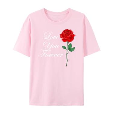 Imagem de Camiseta com estampa rosa para esposa I Love You Forever Funny Graphic Shirt for Mom Love Shirt for Girlfriend, rosa, M