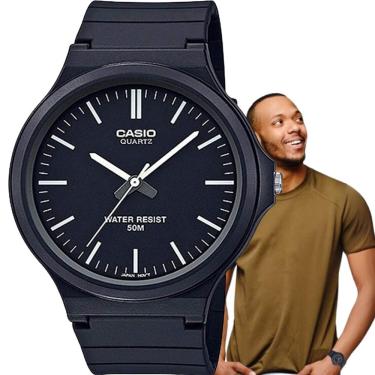 Imagem de Relógio Vintage Unissex Masculino Feminino Casio Classico Analógico Preto Prova Dágua Redondo Casual Preto MW-240-1EVDF