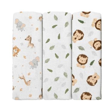 Imagem de CUEIRO FLANELADO BUBLIM BABY 3 UNIDADES 100% ALGODÃO ESTAMPAS 60CM x 80CM