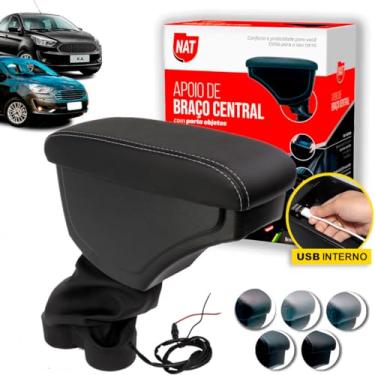 Imagem de Apoio de Braço Ford Ka E Ka+ Ano 2015 Até 2021 C/Usb (Preto C/Linha Cinza)
