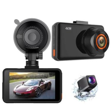 Imagem de XRC TECH Câmera veicular WiFi 4K para carros, lente dupla HD 1080p, DVR de carro, lapso de tempo e visão noturna, suporte para gravação em loop, monitor de estacionamento 24H, gravador de vídeo