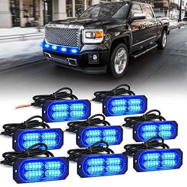 Imagem de Xprite 20 LED Super Bright Blue Emergência Atenção Atenção Hazard piscando Montagem Saliente Grille Strobe Light Bar para carro Van Truck SUV Pickup - 8pcs