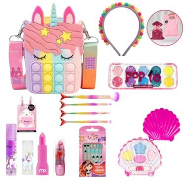 Imagem de Maquiagem Infantil Kit Com Batom Sombra Brilho Pincel Ganha Embalagem de Presente