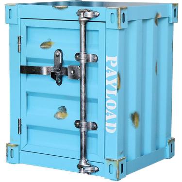Imagem de Mesa de centro criativa estilo industrial retrô mesa de cabeceira multifuncional metal ferro sofá mesa de canto mesa de telefone pode ser instalada com trava, azul a