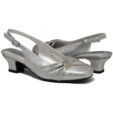 Imagem de Enzo Romeo Antica02 Sandálias femininas de salto baixo com largura larga, Prata (03), 11 Wide