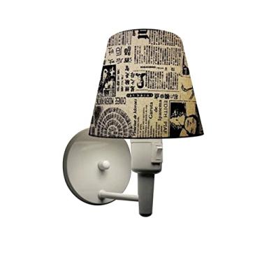 Imagem de Arandela com Inter Liga e Cúpula Tecido Estampa, Vivare Iluminação, Arandela Parede2013 BRNY-41, Branco, Pequeno