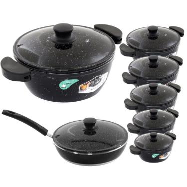 Imagem de Jogo De Panelas 7 Peças Gulê Alumínio Fundido Preto