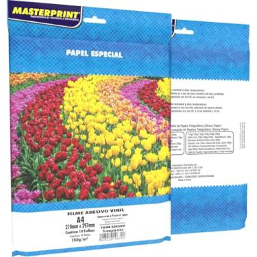 Imagem de Filme Adesivo Vinil, Masterprint, Inkjet, A4, 150 Gramas, Transparente, A Prova D'água, Pacote Com 10 Folhas