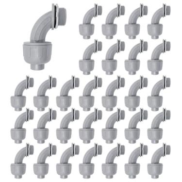 Imagem de Feotech Conector líquido apertado de 3/4 polegadas - Pacote com 30 acessórios de conduíte elétrico de PVC Conectores flexíveis de 90 graus para casa, cozinha e conector de conduíte de banheiro