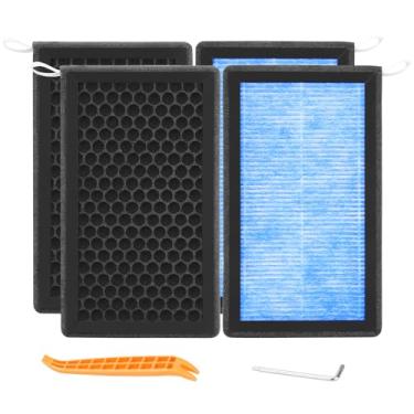 Imagem de Filtro de ar para Tesla Model Y Model 3 2016-2024, pacote com 4 filtros de ar de cabine HEPA com carvão ativado (azul)