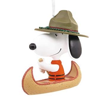 Imagem de Boneco de resina do acampamento Snoopy em canoa