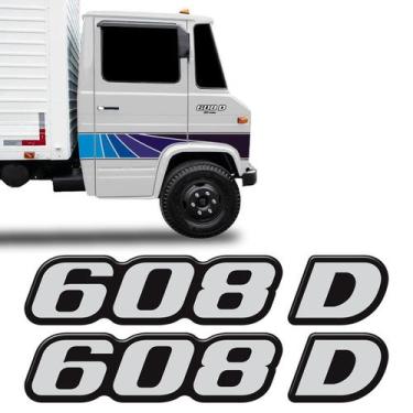 Imagem de Kit Emblemas 608 D Mercedes Benz Adesivo Caminhão Resinado - SPORTINOX