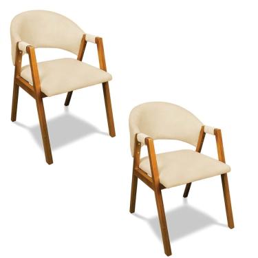 Imagem de Cadeira Sala de Jantar Em Madeira kit 2 Yara Suede D03 - D`Rossi