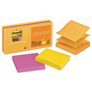 Imagem de Post-it Notas Pop-up Super Sticky – Recarga pop-up, 3 x 3, 3 Joia Pop Colors, 6 blocos de 90 folhas/pacote - Vendido como 1 pacote - Comporta mais forte e por mais tempo.